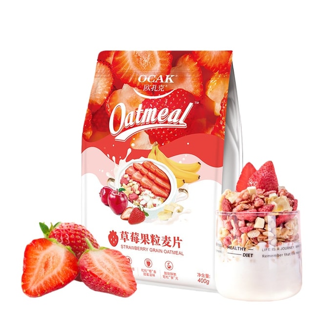 OCAK Strawberry Oats Cereal Nutritious Breakfast High Fiber 400g Pouch