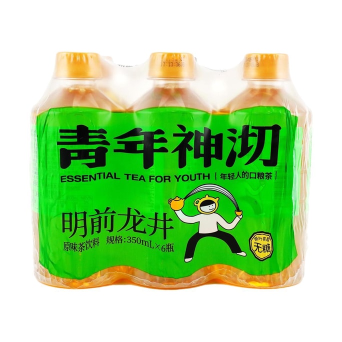  Mingqian Longjing Green Tea Original Tea Beverage 11.8 fl oz * 6 bottles【0 Sugar 0 Calories 0 Fat】