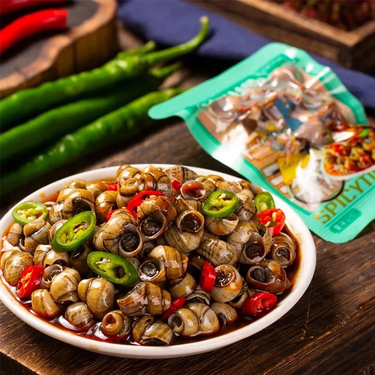 Spicy River Snail 40g x6 bags (Value Pack) – Cleaned & tail-clipped. Slow-braised with star anise, chili & Sichuan pepper. Plump, chewy & flavorful. Ready-to-eat. Perfect beer snack. 5