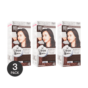 LIESE PRETTIA Bubble Hair Dye Natural Brown 【3 Boxes of Long Hair Value Pack】