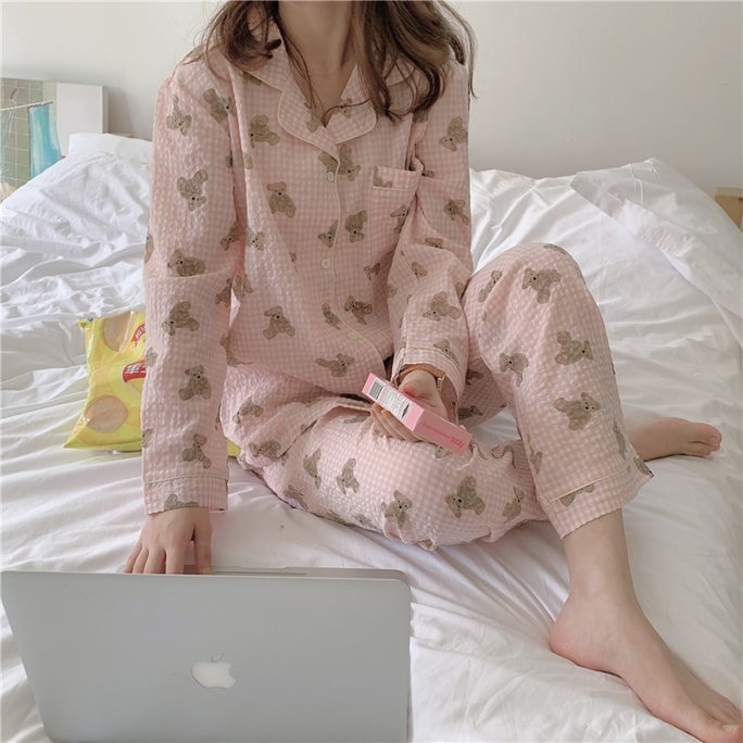 Teddy Dreams Pajama Set Pink S