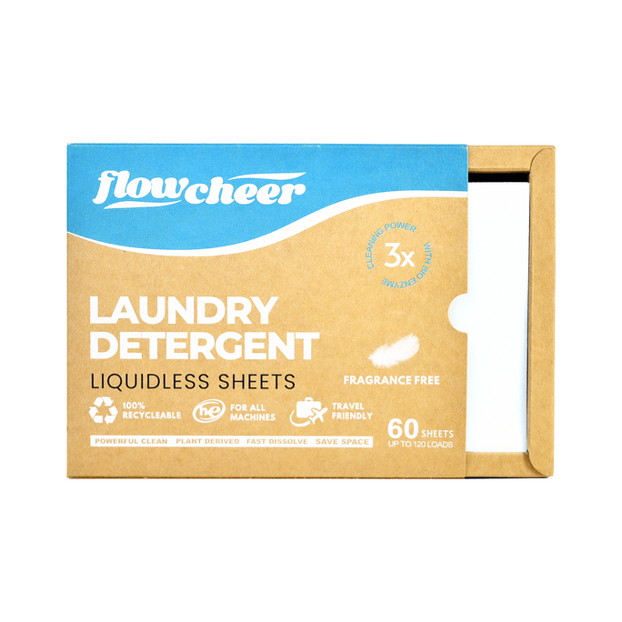 美國Flowcheer 濃縮洗衣片 環保無殘留 便捷不佔空間 60片裝無香
