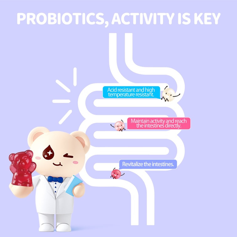 Grape Flavor Active Probiotic Gummies Bear Healthy Nutritional Snack for Kids & Toddlers -  225g 3