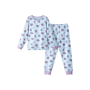 キッズパジャマセット クルーネック長袖ルームウェア 520C ブルーオニオン 130cm