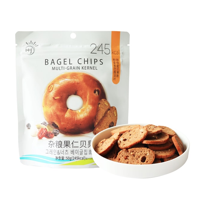 Bagel crisps and breadcrumbs are low in calories and fat with a mixed grain and nut flavor 50g