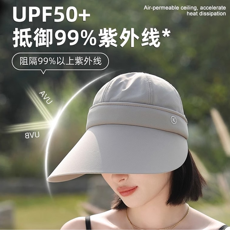 HSPM 防晒帽女夏季户外骑车大帽檐遮脸太阳帽子冰丝透气可拆卸空顶帽子高尔夫球帽 米色一个 4