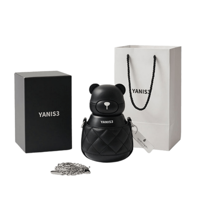 Stainless steel insulated cup with straw for men and women with high aesthetic value trendy water cup bear black 800ml