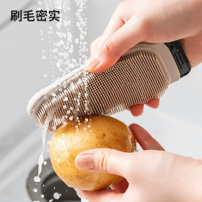 集美 果蔬清洁刷洗土豆蔬菜水果神器可弯曲多功能清洗锅具砧板厨房刷子 红色 1个 4