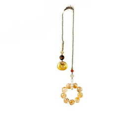 【中国直邮】 灵隐祈福 天然黄水晶挂件 黄水晶钱袋子 珠径10mm