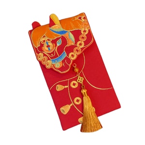 【中国直邮】 HSPM 新款马年红包刺绣布艺创意中式万元利是封拜年压岁红包袋 招财刺绣布艺红包 1个