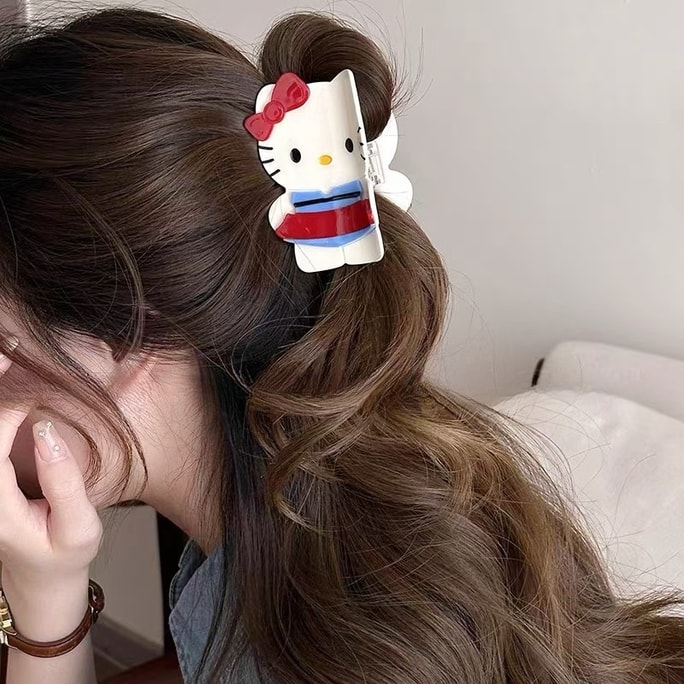 Hawaiian Kitty Hair Clip Cute Girl Cartoon Shark Clip White 9cm