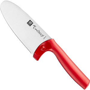 Twinny 子供用シェフナイフ、ステンレススチール、赤いプラスチックハンドル
