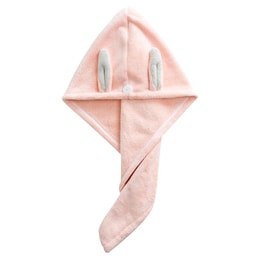 Cute Rabbit Ears Coral Fleece Hair Cap Shower Cap Hair Wiping Hair Quick Dry Towel Pink 1PC