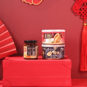Abalone Lantern Gift Set , Braised Abalone*1+Hokkaido Scallop XO Sauce*1+Black Truffle Abalone*1 , 15.52 oz