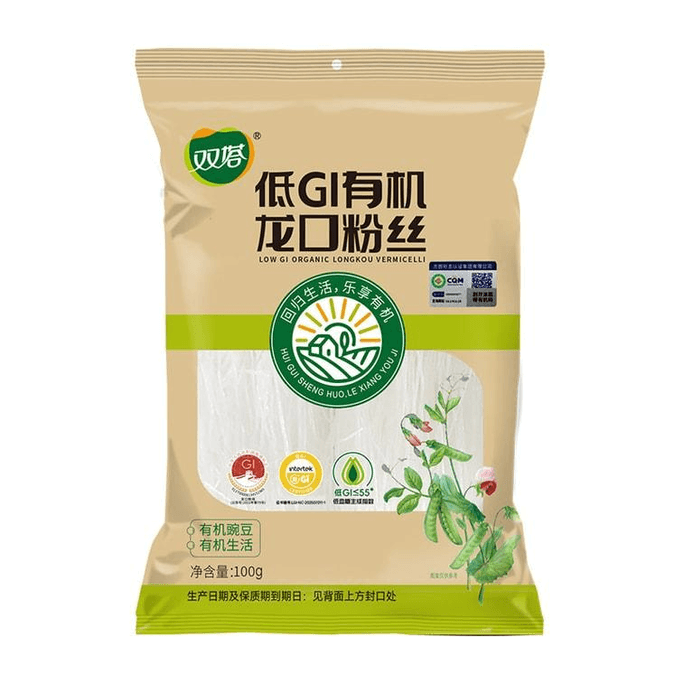 【台湾(中国)直邮】双塔 低GI有機龍口春雨 100g*1袋 即食和え物用春雨 乾燥