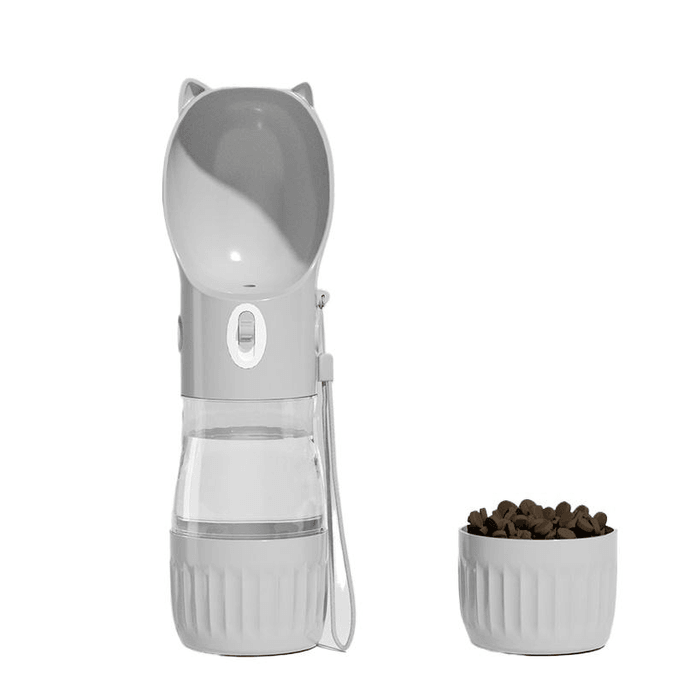 Huayuan Pet Equipment Portable Dog Water Bottle Resistant High Temperature Water 240ml+Food 180ml Water Grain Cup Grey 1