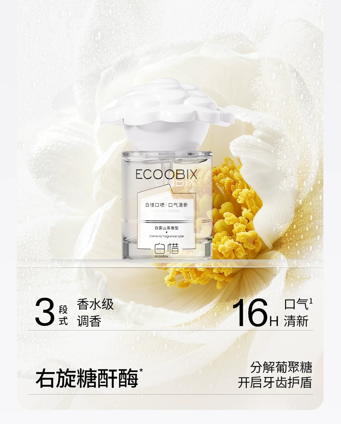 【中國直郵】 白惜 【新品】口腔清新噴霧 香氛口氣清新接吻持久留香便攜 無花果露口噴 15ml 贈漱口水