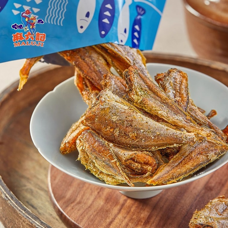 [중국 직배송] 마류지 바삭한 노란조기, 바로 먹을 수 있는 바삭한 건어물, 김맛, 매콤한 해산물 스낵, 30g*6봉지 [빨간색 3봉지, 파란색 3봉지] 4