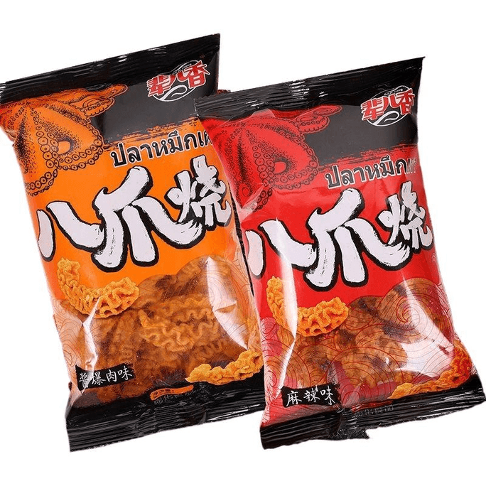 【中國直郵】輩兒香 八爪燒麻辣醬爆肉混合味麻辣零食鍋巴小吃辦公室解饞小零食辣味40g*2包