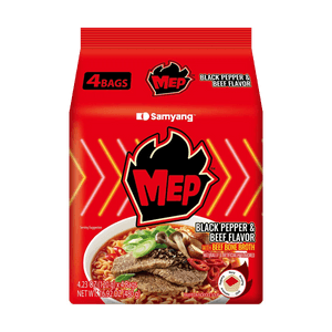 Mepラーメン - 新韓国風インスタントラーメン、黒胡椒と牛肉風味、4.23オンス* 4個パック 【新トレンド】