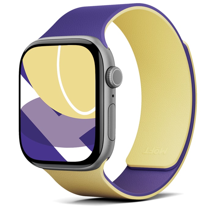 【美国直邮】 MOFT 双色磁吸表带 兼容Apple Watch 38-42mm Ultra 3/2/1 Series 11/10/9/8/7/SE/6/5/4/3/2/1 磁吸佩戴 双色设计 柔软硅胶 布丁黄+紫