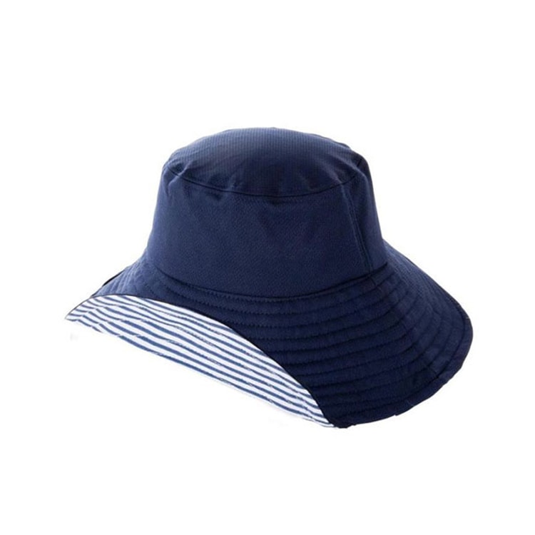 UV CUT UV Protection Sunscreen Easy Foldable Sunscreen Hat Fisherman Hat  [Striped Navy Blue] - Yamibuy.com
