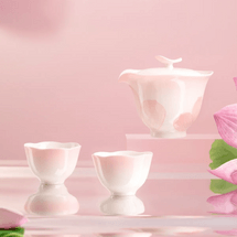 Lotus Bloom Mutton Fat Jade Clay Tea Set 1 Teapot 2 Cups Gift Box 1 Set