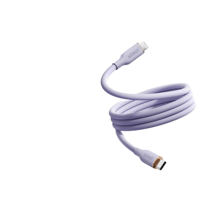 【중국 직배송】Anker 앵커 애플 iPhone 6-14 실리콘 C-L 케이블 MFi 인증 딜라이트 퍼플 0.9m 1개