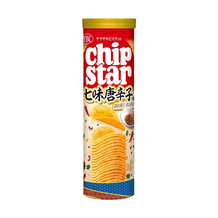 ガレット チップスター ポテロング 95点 アミューズメントお菓子 YBC チップスター ポテトチップス 七味唐辛子スパイシー味、3.7オンス