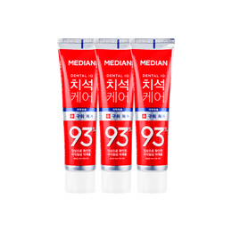 韩国MEDIAN麦迪安 成人牙膏 93% 強效淨白亮白牙膏 红色强劲薄荷 深层清洁 120g*3支装