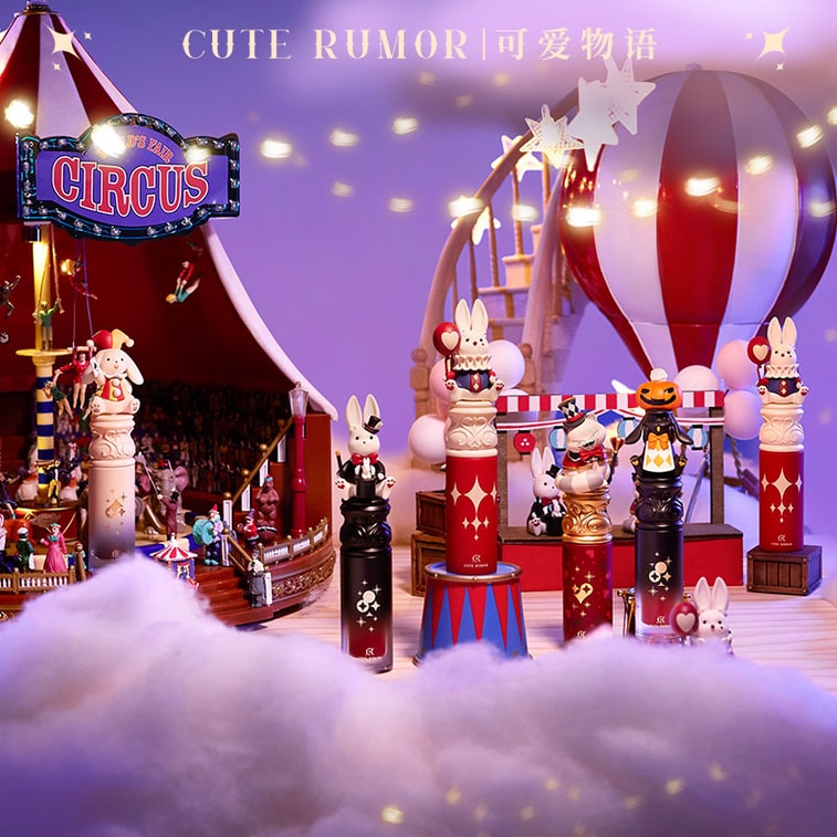 【中国直邮】CuteRumor可爱物语 兔兔唇釉口红唇霜 #C01心漾女王 【浓郁复古红 显白提气色 柔焦哑雾】万圣节唇膏礼物 奇镜马戏团系列 2.5g 5