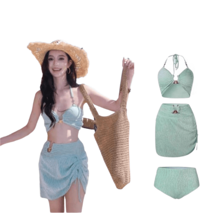2025 New Mint Mambo Premium Texture Sexy Swimsuit Bikini Set S (Recommended 75-90kg)