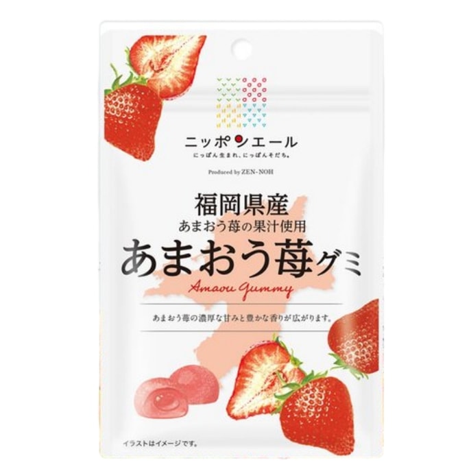 【日本直郵】日本全國農協 各地巡迴 純天然果醬 福岡縣產草莓果汁爆漿軟糖 40g