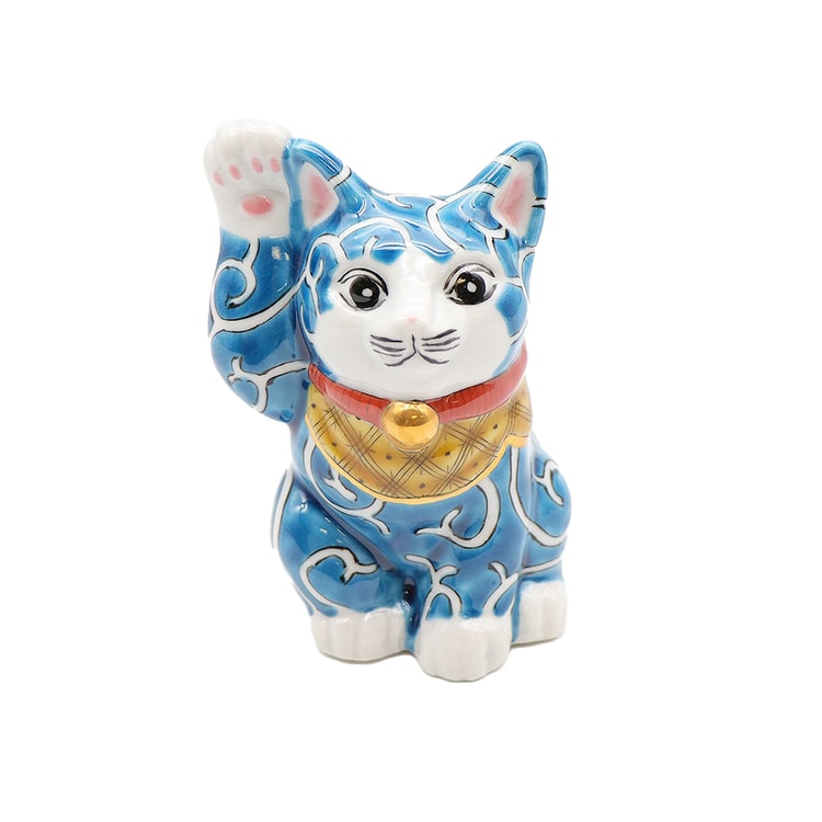 日本九谷烧手工招财猫(阿拉伯风格3.07英寸x 3.07英寸) - 亚米