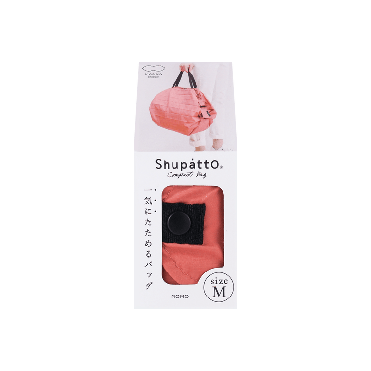 Shupatto Compact Foldable Shopping Bag, M Size, Pink, One-Pull Fold, Shoulder Handbag Dual-Use 7