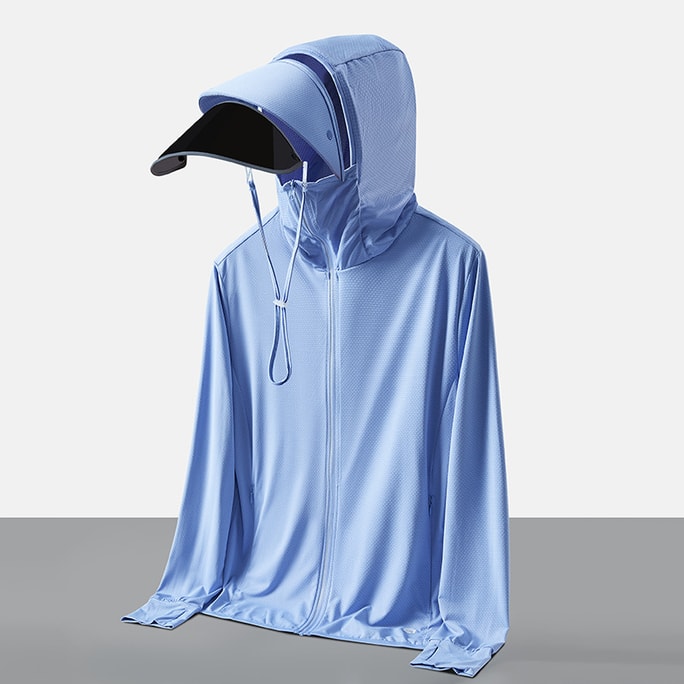 Sun Protection Clothing Outdoor Sunshade Ice Silk Breathable Unisex Size L Blue (For men)