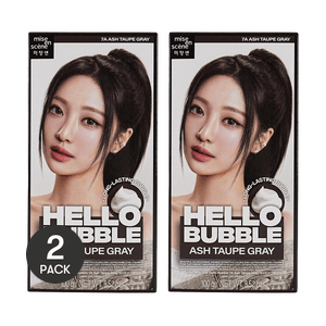 ハローバブルヘアダイ、簡単ヘアカラー、3.52オンス #7A アッシュトープグレー【ミディアム～ロングヘア用バリューパック2箱セット】