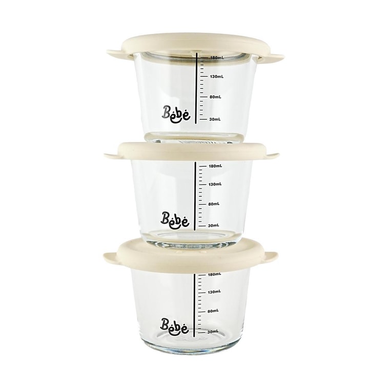 밀폐형 유리 이유식 용기 (BPA-Free, 크림 샌드 색상 3개입) 7