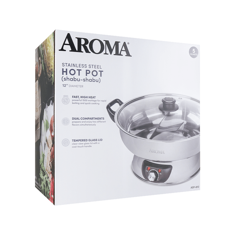 【Low Price Guarantee】5-Qt Stainless Steel Electric Shabu Hot Pot with Lid ASP-610, 1 Year Mfgr Warranty 22