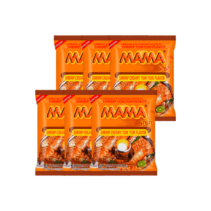 【Value Pack】Thai Oriental Style Instant Noodles Shrimp Creamy Tom Yum Flavor 90g*6Pcs