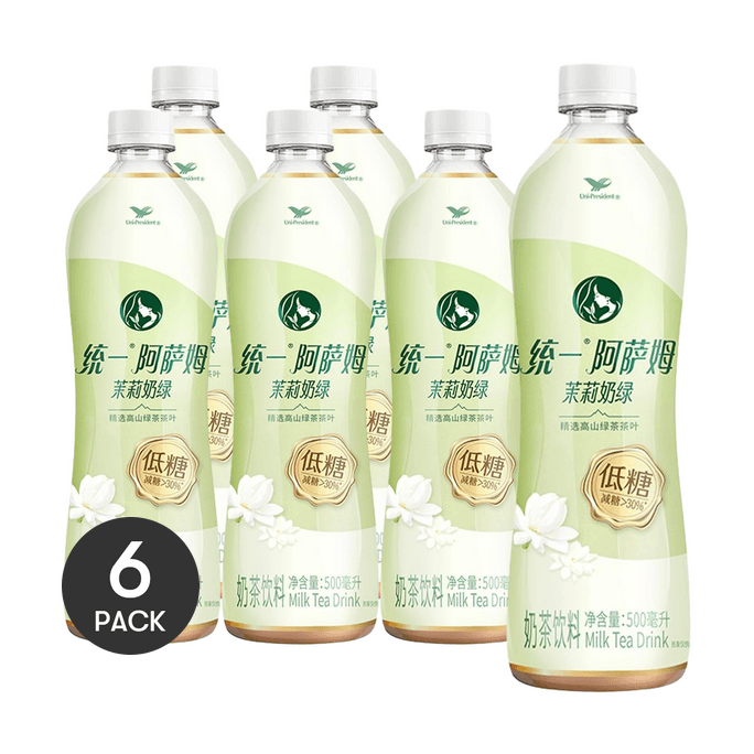 Assam Low Sugar Milk Tea Jasmine Green Tea,16.91 fl oz *6【6 Packs】