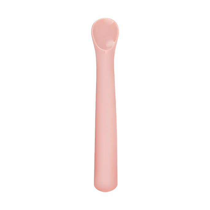 シリコン製ベビーフィーディングスプーン 柔らかい先端 歯茎に優しい ピンク 2.5x14cm