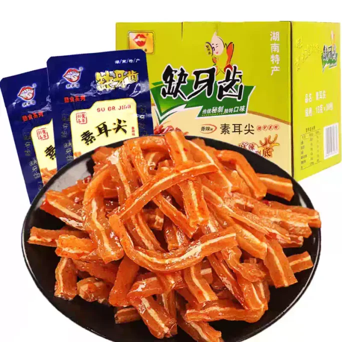  缺牙齒 素耳尖16g*5包素肉零食香辣滷味小吃