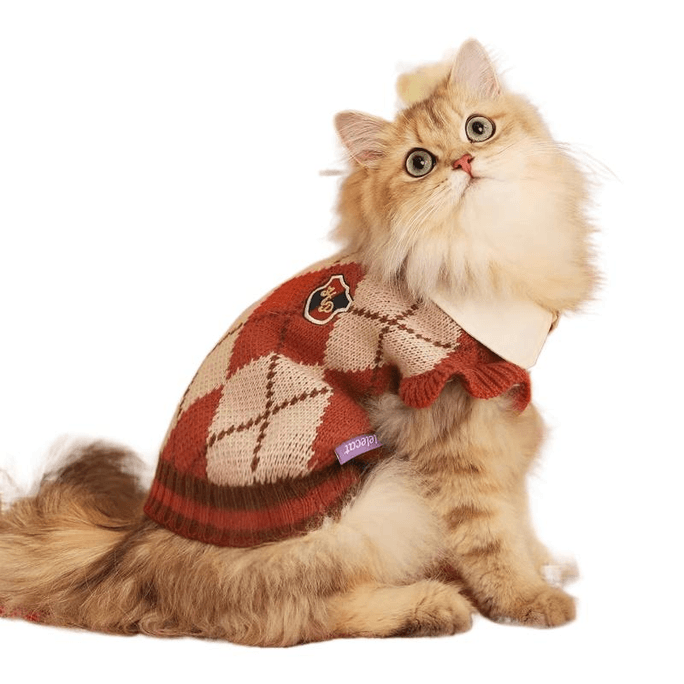Cat Clothes Autumn And Winter Anti-Hair Cat Doll Pet Kitten American Preppy Sweater Xl Size 12-15 Kg 49cm*1 Piece