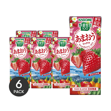 Amou Strawberry Fruit and Vegetable Juice, 6.76 fl oz *6【6 Pack】【Seasonal Limited Edition】
