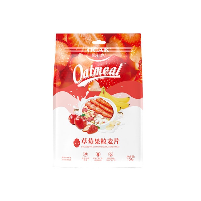 [샤오잔과 같은 스타일] 중국 직통 오자크 식사대체 간편식 오트밀 영양가득 아침식사 딸기 과일 오트밀 100g/bag