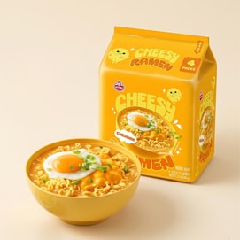 Cheesy Ramen - Cheddar Flavor, Non-Spicy Creamy & Savory Korean Instant Cheese Noodles ,3.92 oz*4 Pack, 15.7 oz