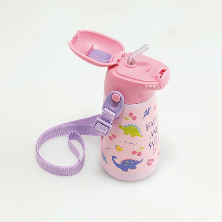 【日本直邮】SKATER 斯凯达 宝宝不锈钢吸管杯保温杯 粉色恐龙款 370ml 7