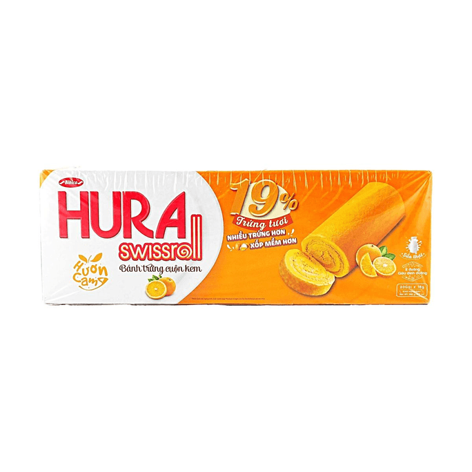 Hura Swissroll  Cake,Orange+C Flavor,20 Pieces 12.69 oz