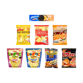【咔嘣脆零食大礼包】海太蜂蜜黄油薯片+枫糖味蜂蜜黄油薯片+奥利奥白桃乌龙味夹心饼干+卡乐比披萨薯片+蒜香辣椒味虾条+海苔味土豆脆棒+奶油味土豆脆棒 583g